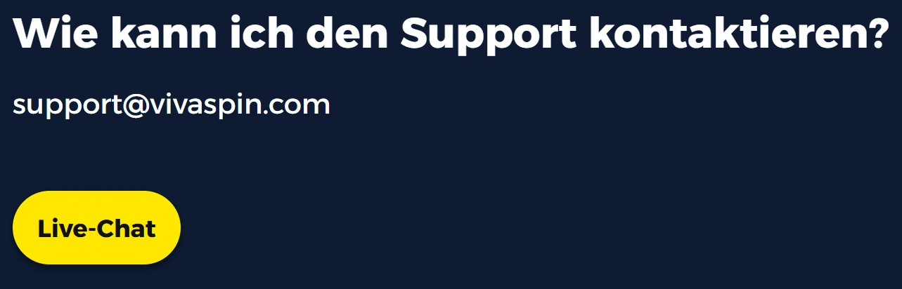 VivaSpin Casino Kundensupport